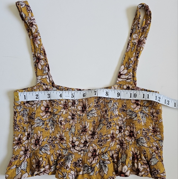 American Eagle Outfitters Xs Yellow Brown Crop Tank Topam - Picture 3 of 3